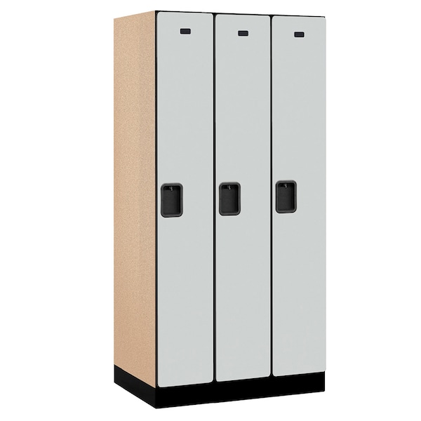 Wardrobe Locker, 36" W, 21" D, 76" H, (3) Wide, (3) Openings, Gray